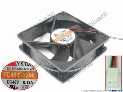 118648 Y.S TECH FD481232MB Server - Square Fan sq120x120x32, 2-wire, 48V 0.13A Y.S TECH FD481232MB Server - Square Fan 