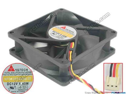 118652 Y.S TECH NFD128125BB-2F Server - Square Fan sq80x80x25, 3-wire, 12V 5.40W Y.S TECH NFD128125BB-2F Server - Square Fan