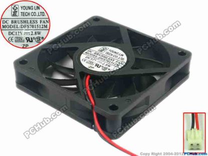 118675 Young Lin DFS701512M Server - Square Fan sq70x70x15, w110x2x2, 12V 2.8W Young Lin DFS701512M Server - Square Fan