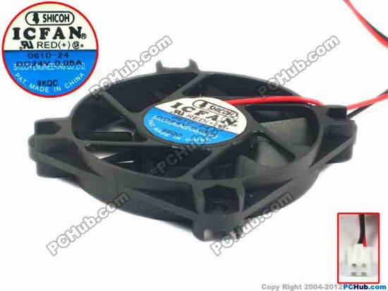 119085 ICFAN / SHICOH 0610-24 Server - Square Fan sq60x60x10, w140x2x2, 24V 0.08A ICFAN / SHICOH 0610-24 Server - Square Fan 