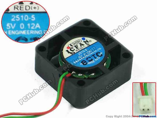 119089 ICFAN / SHICOH 2510-5 Server - Square Fan sq25x25x10, w30x2x2, 5V 012A ICFAN / SHICOH 2510-5 Server - Square Fan 