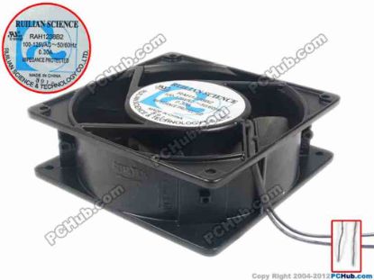 119267 RUILIAN / HENG YANG RAH1238B2 Server - Square Fan sq120x120x38, 2-wire, 125V 0.30A RUILIAN / HENG YANG RAH1238B2 Server - Square Fan 