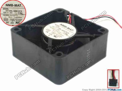 119338 NMB-MAT / Minebea 2410RL-04W-B79 Server - Square Fan C52, sq60x60x25, w70x3x3, 12V 0.35A NMB-MAT / Minebea 2410RL-04W-B79 Server - Square Fan