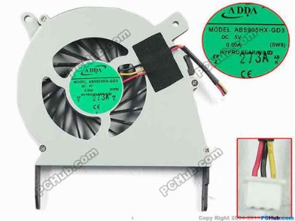 119350 ADDA AB5905HX-GD3 Cooling Fan  SW9, DC5V 0.50A, Bare fan, New ADDA AB5905HX-GD3 Cooling Fan  