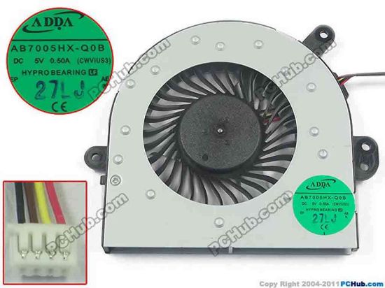 119352 ADDA AB7005HX-Q0B Cooling Fan  CWVIUS3, DC5V 0.50A, Bare fan ADDA AB7005HX-Q0B Cooling Fan  