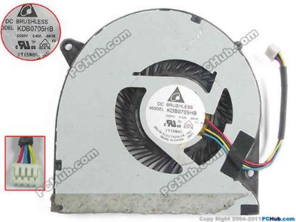 119365 Delta Electronics KDB0705HB Cooling Fan  BK1R, 5V 0.40A, Bare fan Delta Electronics KDB0705HB Cooling Fan  