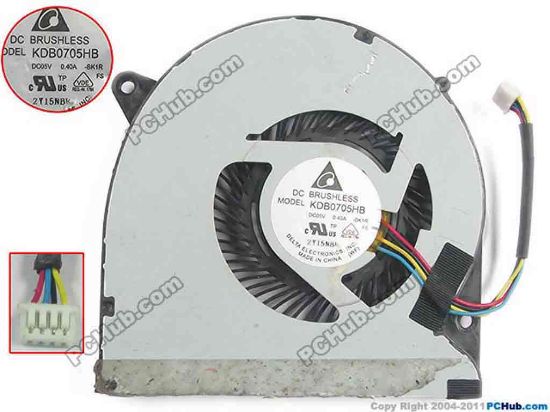 119365 Delta Electronics KDB0705HB Cooling Fan  BK1R, 5V 0.40A, Bare fan Delta Electronics KDB0705HB Cooling Fan  