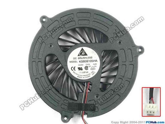 119377 Delta Electronics KSB06105HA Cooling Fan  AJ83, 5V 0.40A, Bare fan Delta Electronics KSB06105HA Cooling Fan  