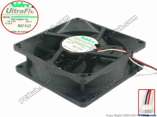 119516 Nidec T80T12MUA7-52 Server - Square Fan sq80x80x25, w145x3x4, 12V 0.19A,  Nidec T80T12MUA7-52 Server - Square Fan 