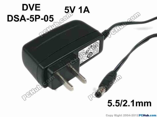 119531 DVE DSA-5P-05 AC Adapter - NEW Original 5V 1A, 5.5/2.1mm, US 2-Pin pulg, New DVE DSA-5P-05 AC Adapter - NEW Original 