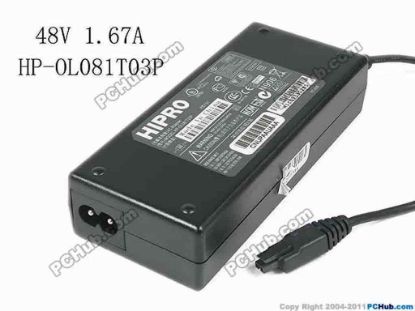 119553 HIPRO HP-OL081T03P AC Adapter - NEW Original 48V 1.67A, 2-Hole,2-Prong, New HIPRO HP-OL081T03P AC Adapter - NEW Original 
