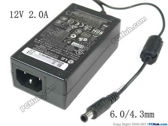 119582 LG ADS-24NP-12-1 AC Adapter - NEW Original 12V 2A, 6.0/4.3mm With Pin, C14, New LG ADS-24NP-12-1 AC Adapter - NEW Original
