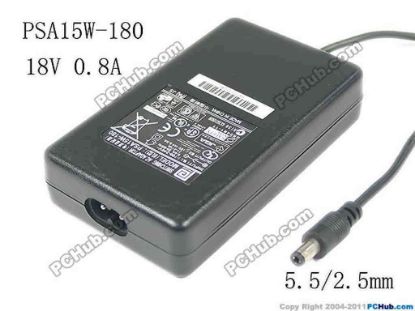 119603 PHIHONG PSA15W-180 AC Adapter- Laptop 18V 0.8A, 5.5/2.5mm,2-Prong PHIHONG PSA15W-180 AC Adapter- Laptop 