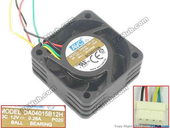 119764 AVC DA04015B12H Server - Square Fan P020, sq40x40x15, w25x4x4, 12V 0.26A AVC DA04015B12H Server - Square Fan 