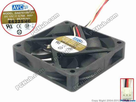 119767 AVC DA07015B12U Server - Square Fan S051, sq70x70x15, 3-wire, 12V 0.70A AVC DA07015B12U Server - Square Fan 