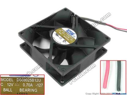 119859 AVC DS08025B12U Server - Square Fan 135, sq80x80x25, 2-wire, 12V 0.70A AVC DS08025B12U Server - Square Fan 