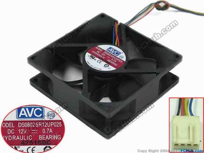 119871 AVC DS08025R12UP025 Server - Square Fan sq80x80x25, w120x4x4, 12V 0.7A AVC DS08025R12UP025 Server - Square Fan 