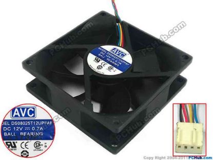 119878 AVC DS08025T12UPFAF Server - Square Fan sq80x80x25, 4-wire, 12V 0.7A AVC DS08025T12UPFAF Server - Square Fan 