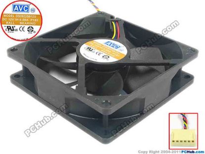 119881 AVC DS09225B12U Server - Square Fan P161, sq90x90x25, w110x4x6, 12V 0.56A AVC DS09225B12U Server - Square Fan 