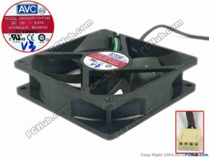 119887 AVC DS09225R12HP049 Server - Square Fan sq90x90x25, w120x4x4, 12V 0.41A AVC DS09225R12HP049 Server - Square Fan 