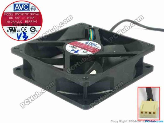 119887 AVC DS09225R12HP049 Server - Square Fan sq90x90x25, w120x4x4, 12V 0.41A AVC DS09225R12HP049 Server - Square Fan 