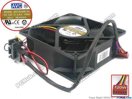 119894 AVC DS12038B12U Server - Square Fan P005, sq120x120x38, 4-wire, 12V 2.5A AVC DS12038B12U Server - Square Fan 