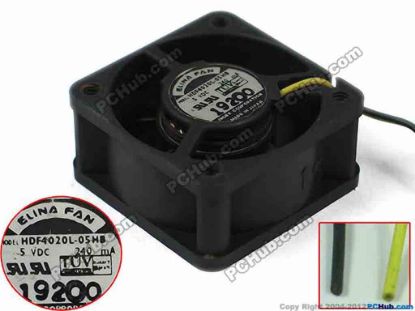 119923 ELINA FAN HDF4020L-05HB Server - Square Fan sq40x40x20, 2-wire, 5V 240mA ELINA FAN HDF4020L-05HB Server - Square Fan 