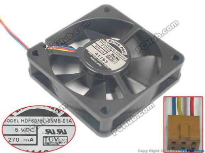 119925 ELINA FAN HDF6015L-05MB-01A Server - Square Fan sq60x60x15, 3-wire, 5V 270mA ELINA FAN HDF6015L-05MB-01A Server - Square Fan