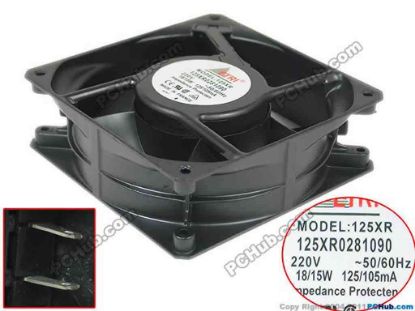 119930 ETRI 125XR Server - Square Fan 125XR0281090, sq120x120x38, 220V 125mA ETRI 125XR Server - Square Fan 