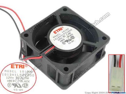 119941 ETRI 181DH Server - Square Fan 181DH1LP31000, sq60x60x25, 2-wire, 12V 1.8W ETRI 181DH Server - Square Fan 