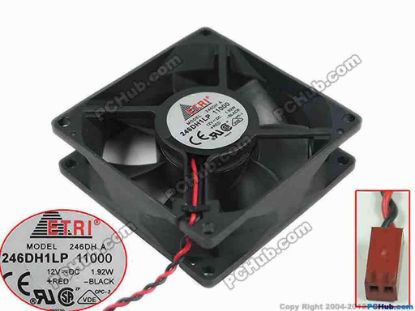 119943 ETRI 246DH Server - Square Fan A, 246DH1LP, sq80x80x25, w180x2x2, 12V 1.92W ETRI 246DH Server - Square Fan 