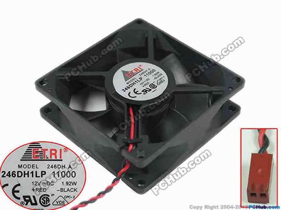 119943 ETRI 246DH Server - Square Fan A, 246DH1LP, sq80x80x25, w180x2x2, 12V 1.92W ETRI 246DH Server - Square Fan 
