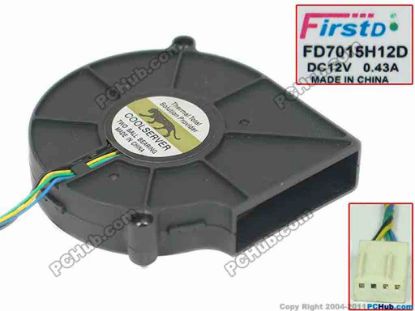 119993 Firstd FD7015H12D Server - Blower Fan bw75x75x15, w70x4x4, 12V 0.43A Firstd FD7015H12D Server - Blower Fan