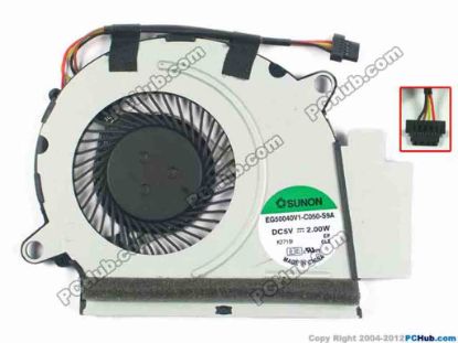 120041 SUNON EG50040V1-C050-S9A Cooling Fan  w30x4x4, 5V 2.00W, Bare fan SUNON EG50040V1-C050-S9A Cooling Fan  