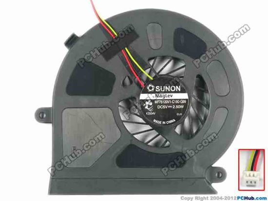 120059 SUNON MF75120V1-C180-G99 Cooling Fan  5V 2.50W, Bare fan SUNON MF75120V1-C180-G99 Cooling Fan