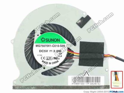 120070 SUNON MG75070V1-C010-S99 Cooling Fan  5V 2.0W, Bare fan SUNON MG75070V1-C010-S99 Cooling Fan  
