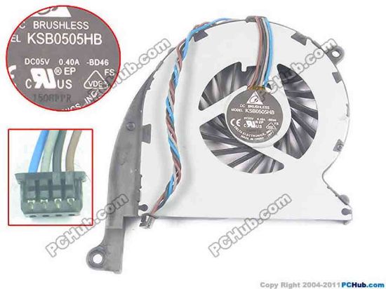120202 Delta Electronics KSB0505HB Cooling Fan  -BD46, w50x4x4, 5V 0.40A, Bare fan Delta Electronics KSB0505HB Cooling Fan  