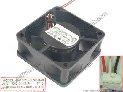 120553 NMB-MAT / Minebea 2410ML-05W-B49 Server - Square Fan T15, sq60x60x25, 3-wire, 24V 0.12A NMB-MAT / Minebea 2410ML-05W-B49 Server - Square Fan 