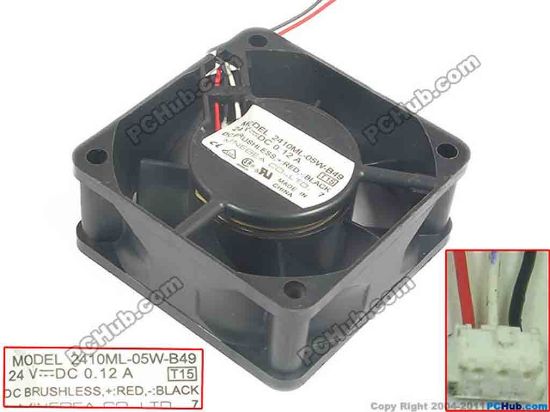 120553 NMB-MAT / Minebea 2410ML-05W-B49 Server - Square Fan T15, sq60x60x25, 3-wire, 24V 0.12A NMB-MAT / Minebea 2410ML-05W-B49 Server - Square Fan 