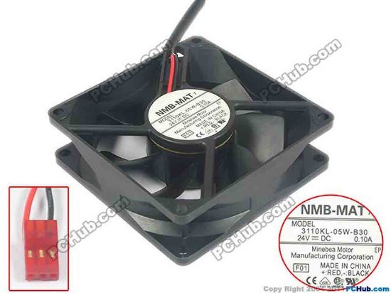 120583 NMB-MAT / Minebea 3110KL-05W-B30 Server - Square Fan F01, sq80x80x25, 2-wire, 24V 0.10A NMB-MAT / Minebea 3110KL-05W-B30 Server - Square Fan 