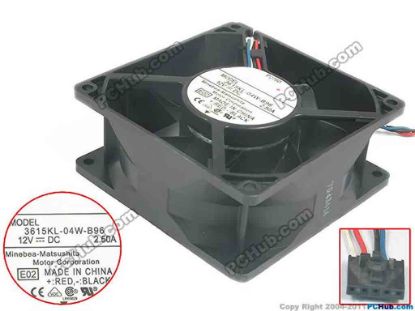 120607 Panaflo / Matsushita 3615KL-04W-B96 Server - Square Fan E02, sq92x92x38, 4-wire, 12V 1.60A Panaflo / Matsushita 3615KL-04W-B96 Server - Square Fan 