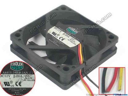 120667 Cooler Master A6015-39RB-3AN-F1 Server - Square Fan DF0601512RFMN, sq60x60x15, 3-wire, 12V 0.20A Cooler Master A6015-39RB-3AN-F1 Server - Square Fan 