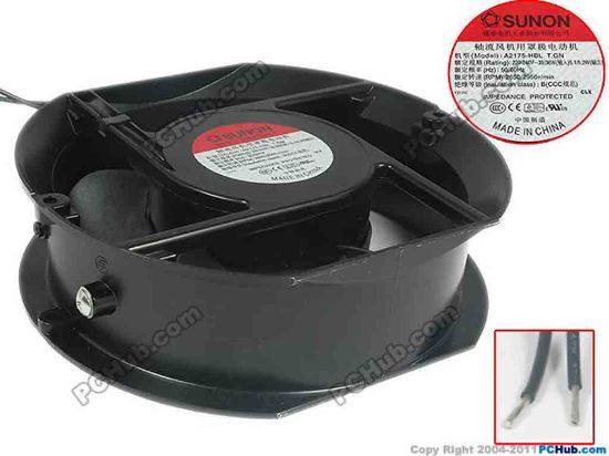 120685 SUNON A2175-HBL Server - Round Fan T.GN, dia172x150x51, 2-wire, 230V 0.28A SUNON A2175-HBL Server - Round Fan 