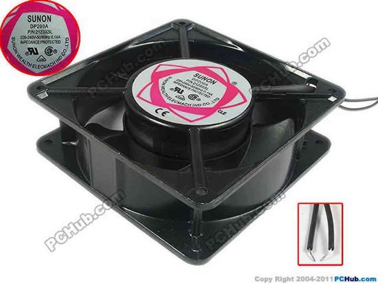 120686 Sunon Wealth DP200A Server - Square Fan 2123XSL, sq120x120x38, 2-wire, 240V 0.14A Sunon Wealth DP200A Server - Square Fan