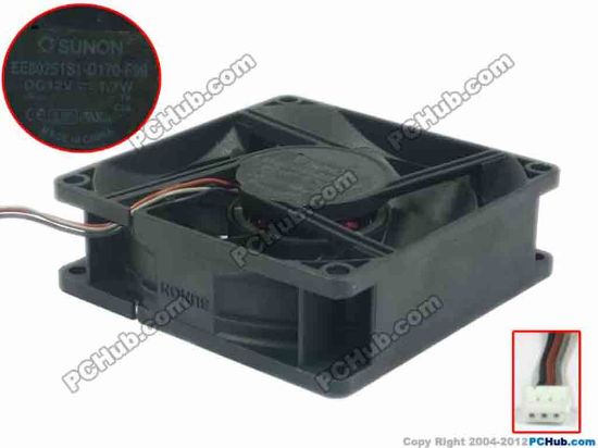 120697 SUNON EE80251S1-D170-F99 Server - Square Fan sq80x80x25, 3-wire, 12V 1.7W SUNON EE80251S1-D170-F99 Server - Square Fan 