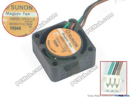 120704 SUNON GM0517PDV1-8 Server - Square Fan M.B790, sq17x17x8, w50x3x3, 5V 0.75W SUNON GM0517PDV1-8 Server - Square Fan