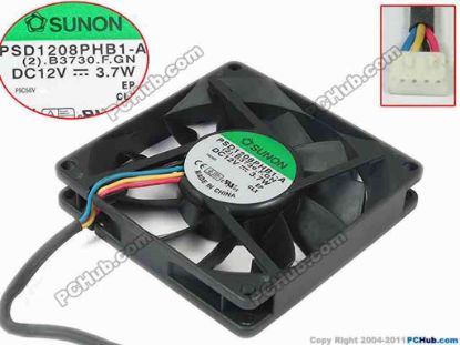 120799 SUNON PSD1208PHB1-A Server - Square Fan (2).B3730.F.GN, sq80x80x15, w40x4x4, 12V 3.7W SUNON PSD1208PHB1-A Server - Square Fan 