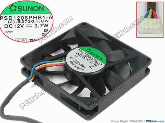 120799 SUNON PSD1208PHB1-A Server - Square Fan (2).B3730.F.GN, sq80x80x15, w40x4x4, 12V 3.7W SUNON PSD1208PHB1-A Server - Square Fan 
