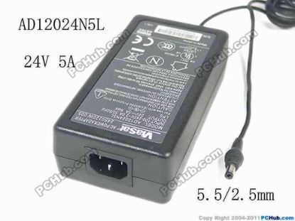 121114 ViaSat AD12024N5L AC Adapter 20V & Above 24V 5A, 5.5/2.5mm, C14, New ViaSat AD12024N5L AC Adapter 20V & Above