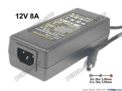 121139 PCH OEM Power AC Adapter 5V-12V 12V 8A, 5.5/2.5mm, C14, New PCH OEM Power AC Adapter 5V-12V 